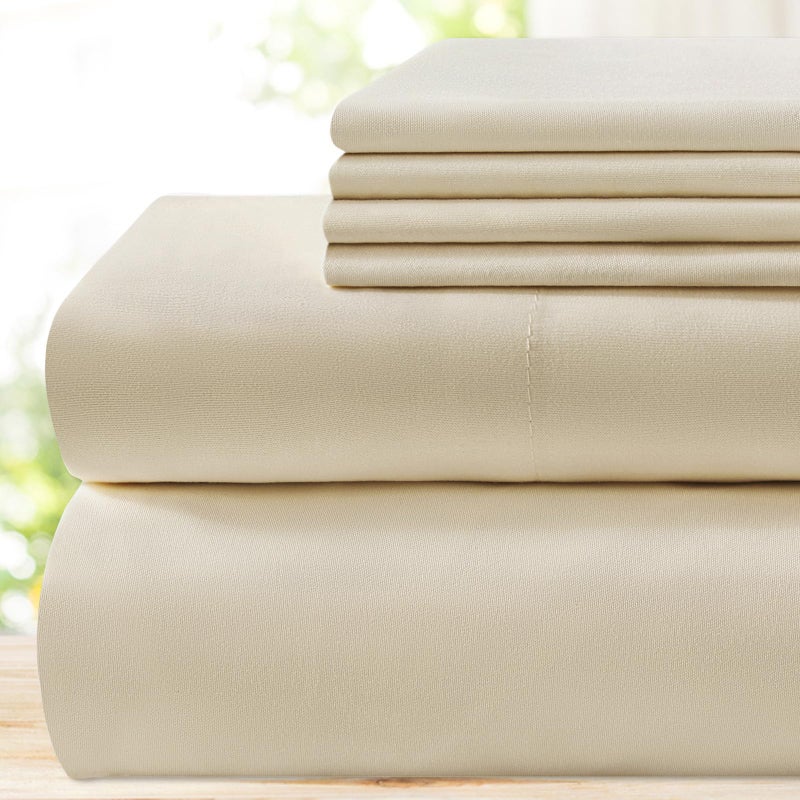 BYSURE 6 Pieces Bed Sheets Set(Full, Cream/Beige) - Hotel Luxury Super Soft 1800 Thread Count 100% Microfiber Sheets with Deep Pockets, Wrinkle & Fade Resistant - Image 1
